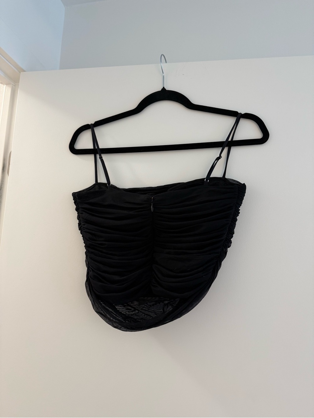 Aritzia - Babaton Black Ruched Spaghetti-Strap Tank